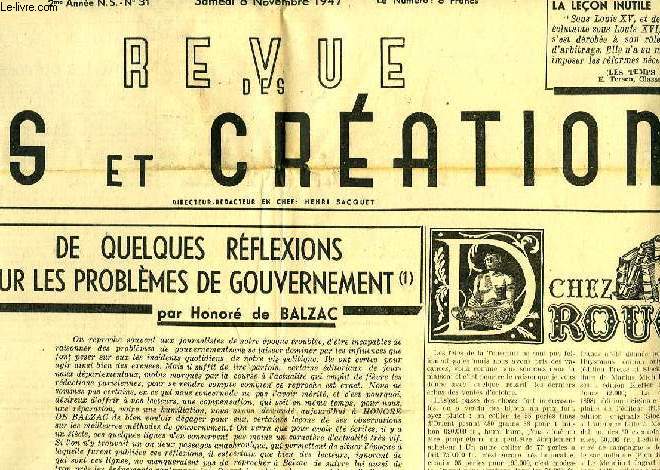 REVUE DES ARTS ET CREATIONS, 2e ANNEE, N.S., N 31, NOV. 1947