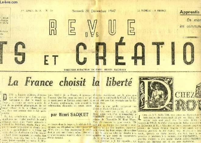 REVUE DES ARTS ET CREATIONS, 2e ANNEE, N.S., N 35, DEC. 1947