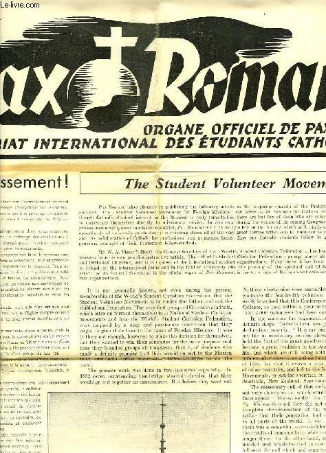 PAX ROMANA, ANNEE II, N 8, JUIN 1937, ORGANE OFFICIEL DE PAX ROMANA, SECRETARIAT INTERNATIONAL DES ETUDIANTS CATHOLIQUES