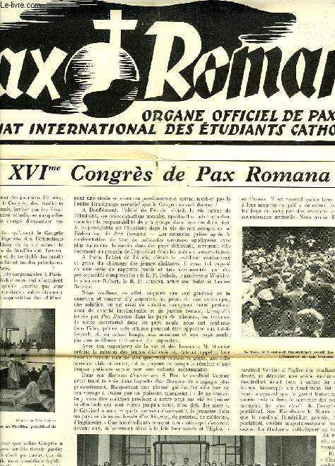 PAX ROMANA, ANNEE III, N 1, NOV. 1937, ORGANE OFFICIEL DE PAX ROMANA, SECRETARIAT INTERNATIONAL DES ETUDIANTS CATHOLIQUES