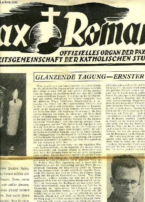 PAX ROMANA, JAHR III., Nr. 2, DEZ. 1937, OFFIZIELLES ORGAN DER PAX ROMANA, WELT-ARBEITSGEMEINSCHAFT DER KATHOLISCHEN STUDENTEN