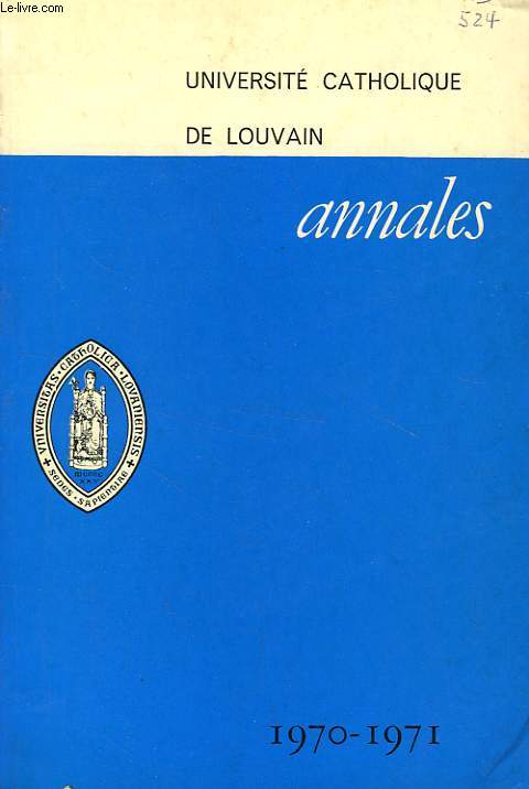 UNIVERSITE CATHOLIQUE DE LOUVAIN, ANNALES, 1970-1971