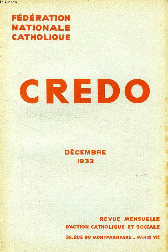 CREDO, DEC. 1932