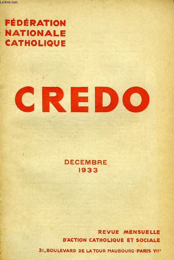 CREDO, DEC. 1933