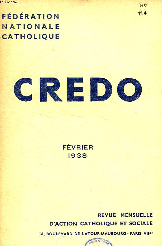 CREDO, FEV. 1938