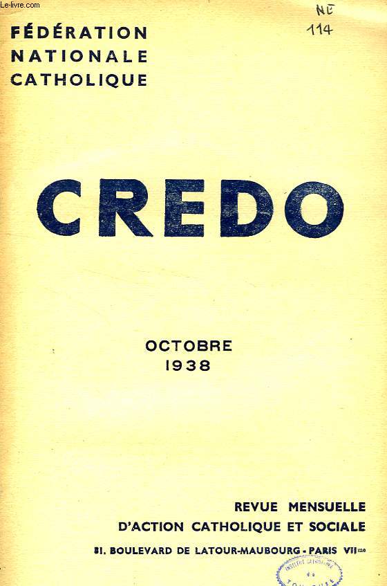 CREDO, SEPT. 1938