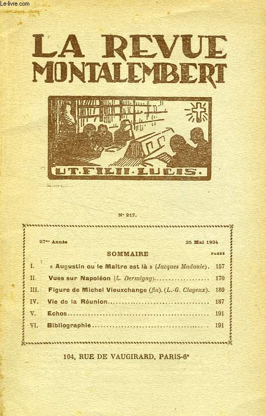 REVUE MONTALEMBERT, 27e ANNEE, N 217, MAI 1934