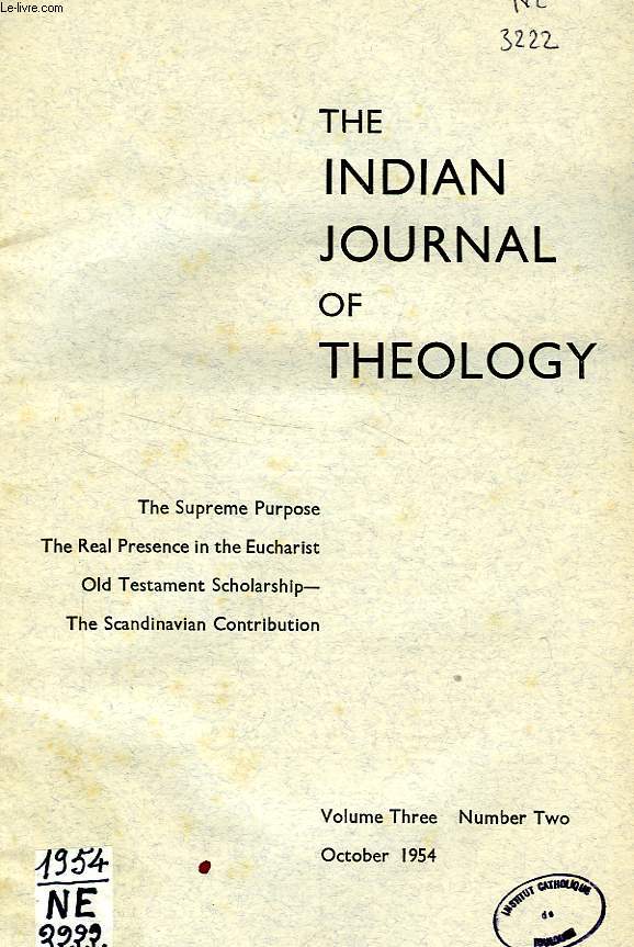 THE INDIAN JOURNAL OF THEOLOGY, VOL. III, N 2, OCT. 1954