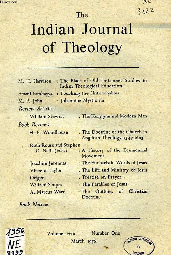 THE INDIAN JOURNAL OF THEOLOGY, VOL. V, N 1, MARCH 1956