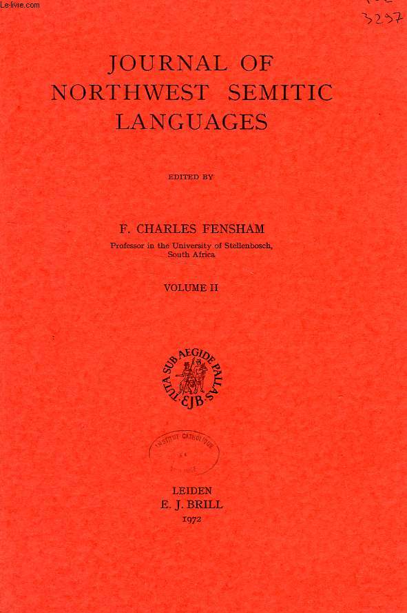 JOURNAL OF NORTHWEST SEMITIC LANGUAGES, VOLUME II, 1972
