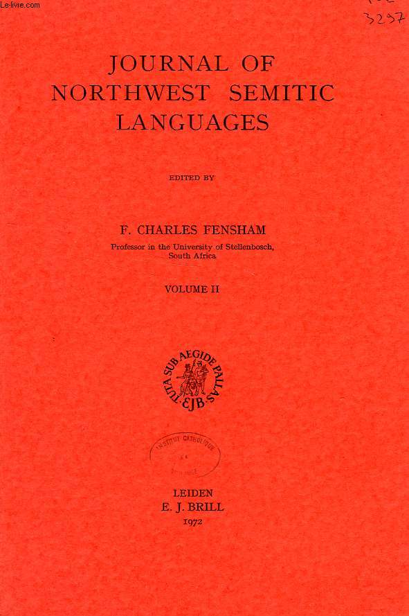 JOURNAL OF NORTHWEST SEMITIC LANGUAGES, VOLUME II, 1972