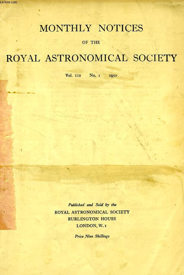 MONTHLY NOTICES OF THE ROYAL ASTRONOMICAL SOCIETY, VOL. 110, N 1, 1950