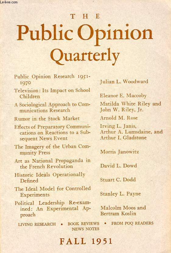 THE PUBLIC OPINION QUARTERLY, VOL. 15, N 3, FALL 1951