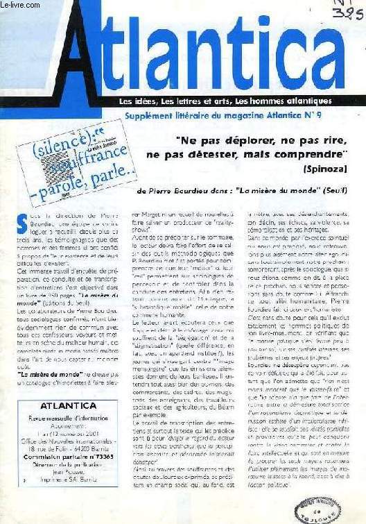ATLANTICA LITTERAIRE, SUPPLEMENT LITTERAIRE DU N 9, 1994, LES IDEES, LES LETTRES ET ARTS, LES HOMMES ATLANTIQUES