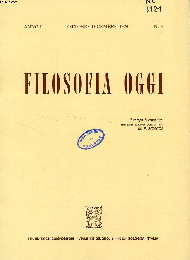 FILOSOFIA OGGI, ANNO I, N 4, OTT.-DIC. 1978