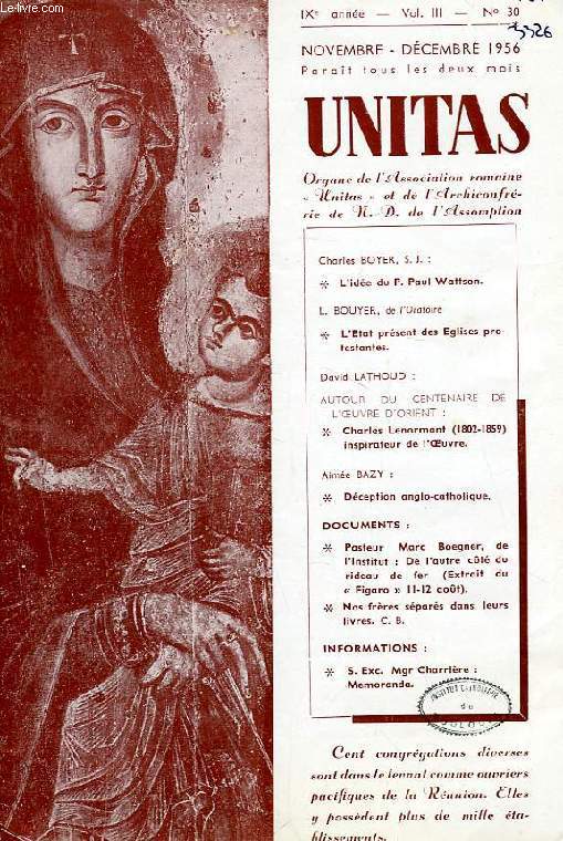 UNITAS, IXe ANNEE, VOL. III, N 30, NOV.-DEC. 1956