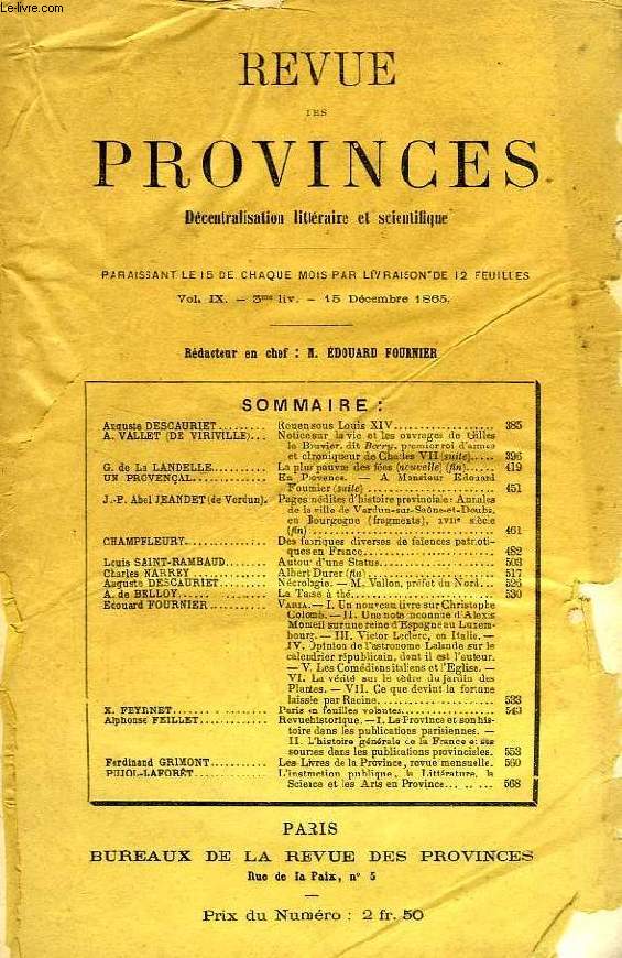 REVUE DES PROVINCES, VOL. IX, 3e LIV., DEC. 1865, DECENTRALISATION LITTERAIRE ET SCIENTIFIQUE