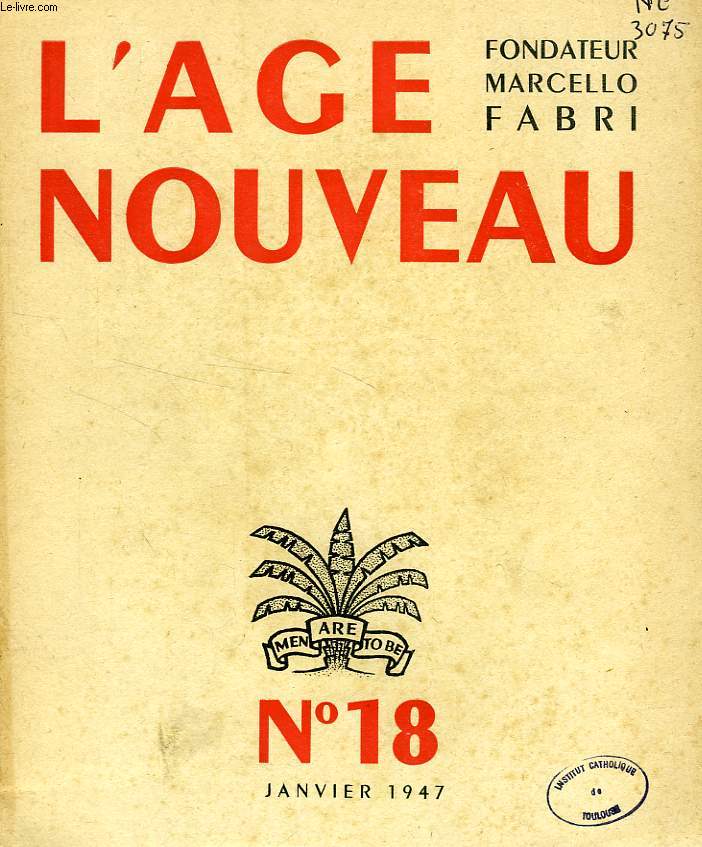 L'AGE NOUVEAU, N 18, JAN. 1947, REVUE D'EXPRESSION ET D'ETUDE DES ARTS, DES LETTRES, DES IDEES