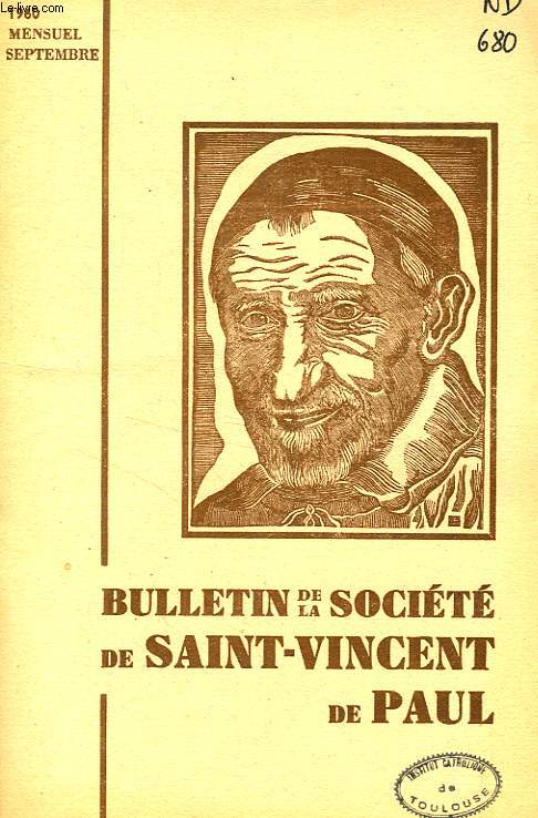 BULLETIN DE LA SOCIETE DE SAINT-VINCENT-DE-PAUL, NOUVELLE SERIE, SEPT. 1960