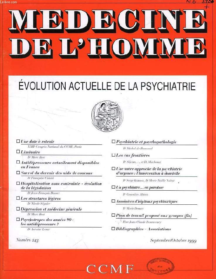 MEDECINE DE L'HOMME, N 243, SEPT.-OCT. 1999, REVUE DU CENTRE CATHOLIQUE DES MEDECINS FRANCAIS