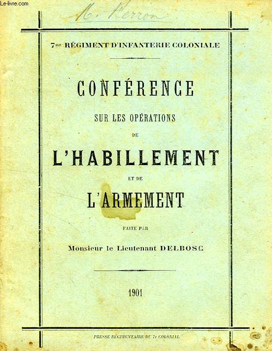 CONFERENCE SUR LES OPERATIONS DE L'HABILLEMENT ET DE L'ARMEMENT