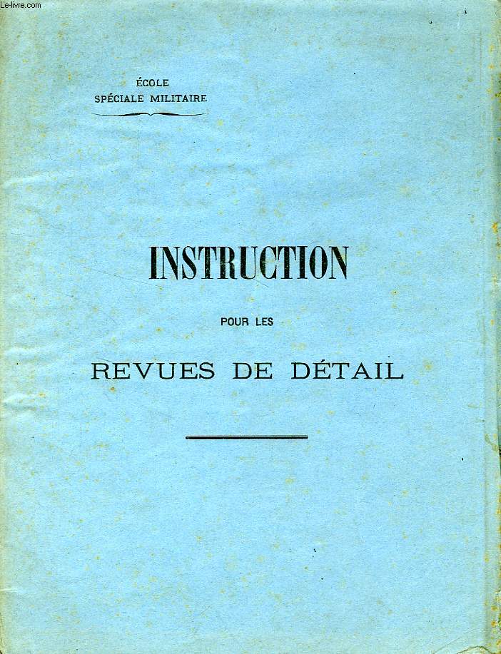 INSTRUCTION POUR LES REVUES DE DETAIL