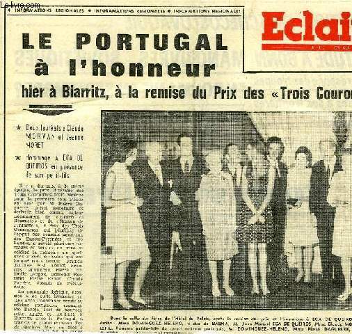 DOSSIER DE JOURNAUX, DE COUPURES DE JOURNAUX ET DE LETTRES, LE PRIX DES TROIS COURONNES, 1968 (ARCHIVES DE PIERRE DAGUERRE)