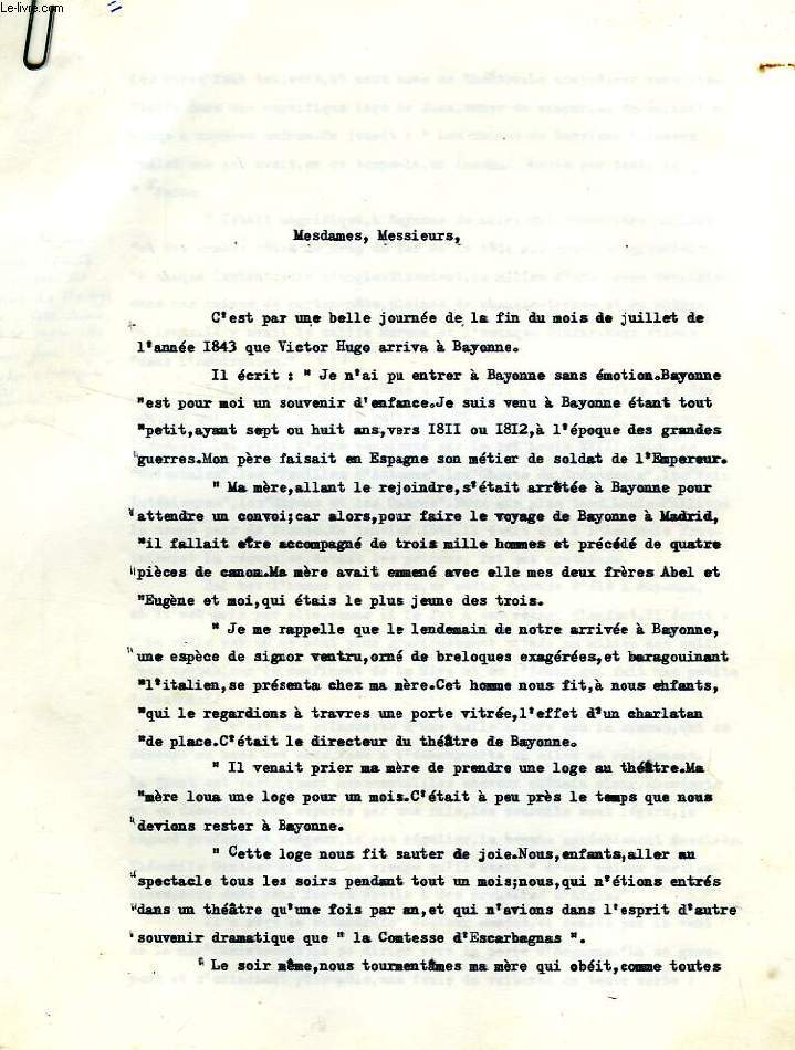 DOSSIER DES LETTRES ET DE DOCUMENTS DIVERS, VICTOR HUGO EN ESPAGNE (ARCHIVES DE PIERRE DAGUERRE)