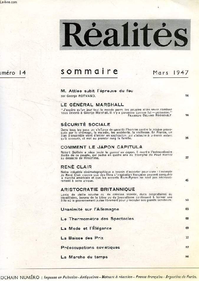 REALITES, N 14, MARS 1947