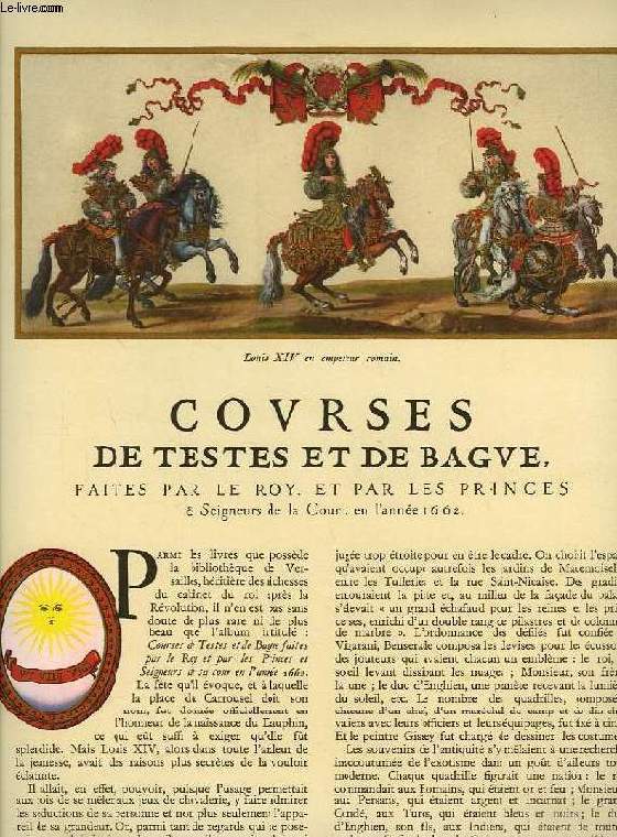 COURSES DE TESTES ET DE BAGUE FAITES PAR LE ROY ET PAR LES PRINCES & SEIGNEURS DE LA COUR, EN L'ANNEE 1662 (EXTRAIT DE L'ILLUSTRATION)