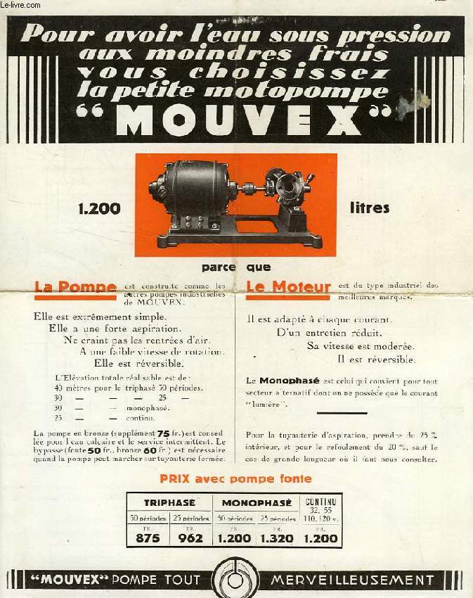 MOTOPOMPE MOUVEX (CATALOGUE)