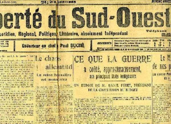 LA LIBERTE DU SUD-OUEST, 10e ANNEE, N 3573, 13 DEC. 1918