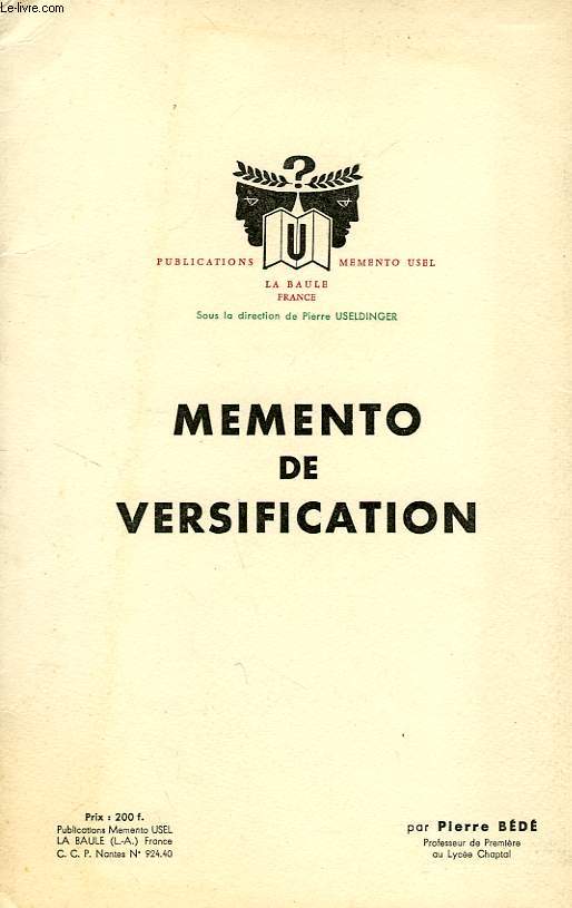 MEMENTO DE VERSIFICATION
