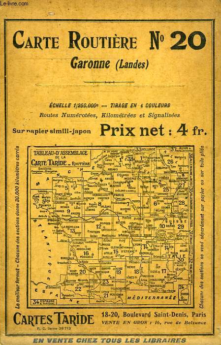 CARTE ROUTIERE N 20, GARONNE (LANDES)