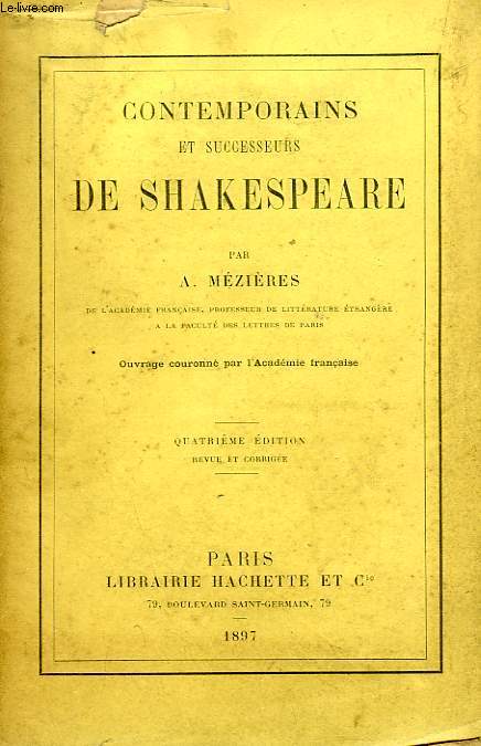 CONTEMPORAINS ET SUCCESSEURS DE SHAKESPEARE