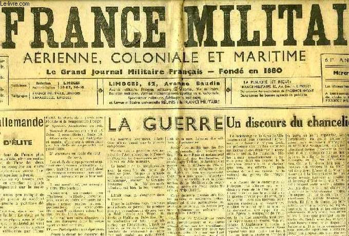 LA FRANCE MILITAIRE, AERIENNE, COLONIALE ET MARITIME, 61e ANNEE, N 17548, 7 MAI 1941