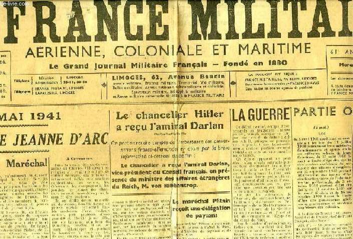 LA FRANCE MILITAIRE, AERIENNE, COLONIALE ET MARITIME, 61e ANNEE, N 17550, 14 MAI 1941