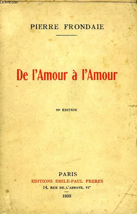 DE L'AMOUR A L'AMOUR