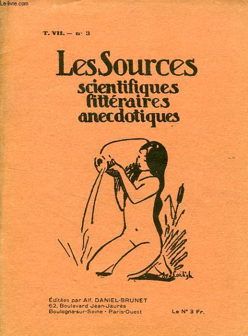 LES SOURCES SCIENTIFIQUES, LITTERAIRES, ANECDOTIQUES, T. VII, N 3