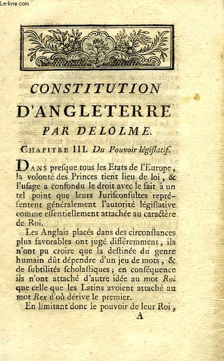 CONSTITUTION D'ANGLETERRE