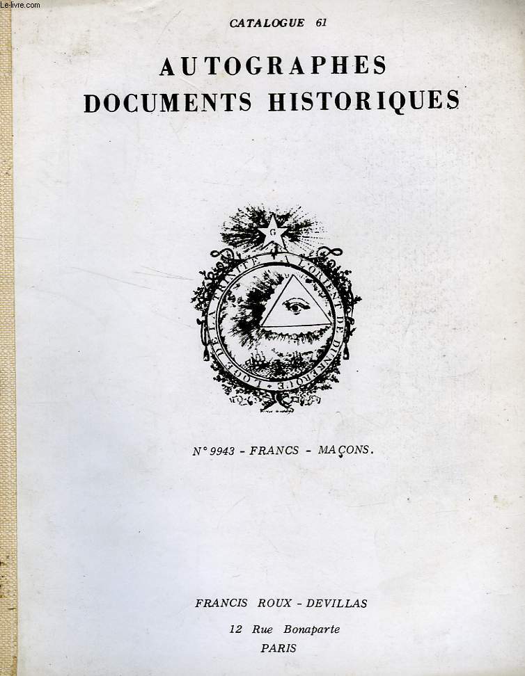 AUTOGRAPHES, DOCUMENTS HISTORIQUES (CATALOGUE)