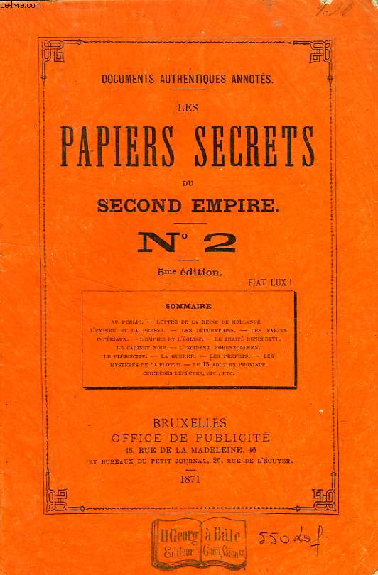 LES PAPIERS SECRETS DU SECOND EMPIRE, N 2