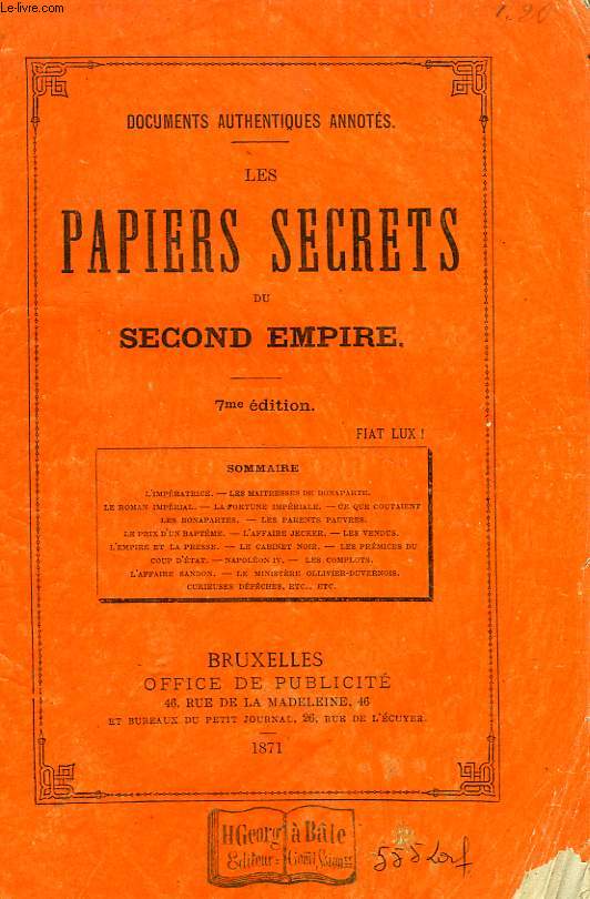 LES PAPIERS SECRETS DU SECOND EMPIRE