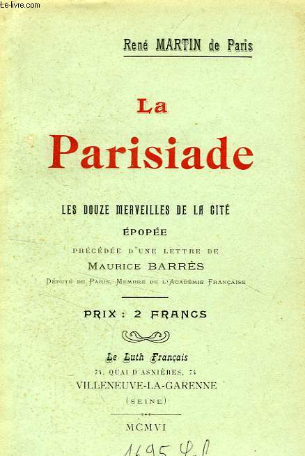 LA PARISIADE, LES DOUZE MERVEILLES DE LA CITE, EPOPEE