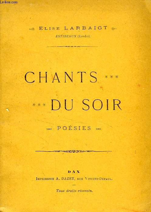 CHANTS DU SOIR, POESIES