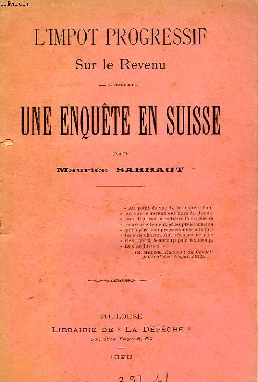 L'IMPOT PROGRESSIF SUR LE REVENU, UNE ENQUETE EN SUISSE