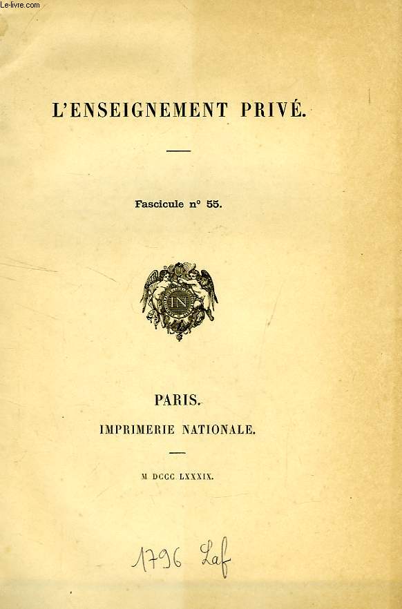 L'ENSEIGNEMENT PRIVE, FASC. N 55