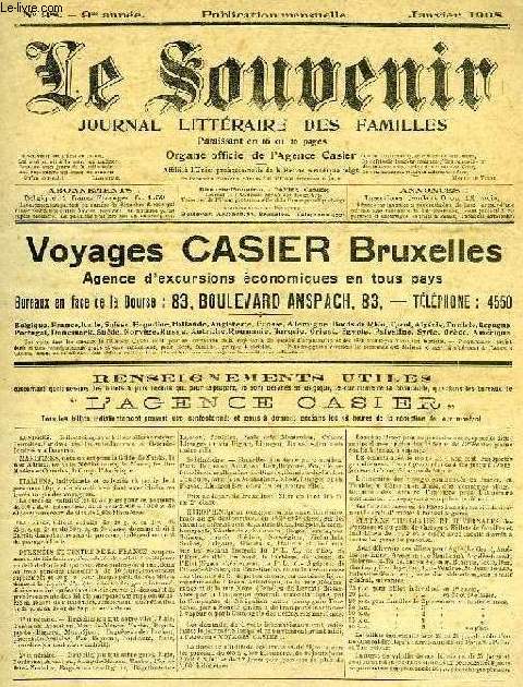 LE SOUVENIR, JOURNAL LITTERAIRE DES FAMILLES, 22 NUMEROS, 1908-1912
