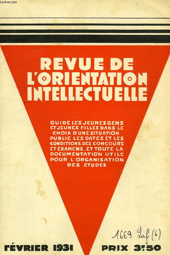 REVUE DE L'ORIENTATION INTELLECTUELLE, 2e ANNEE, N 2, FEV. 1931