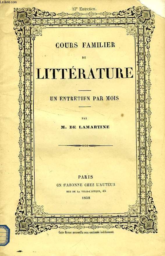 COURS FAMILIER DE LITTERATURE, XXXIIIe ENTRETIEN, POESIE LYRIQUE, DAVID (2e PARTIE)